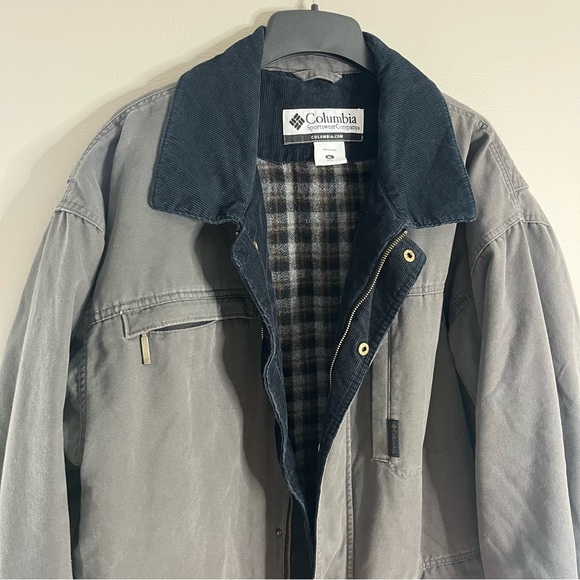 Columbia Size XL Men's Barn Coat Insulated Corduroy Collar Denim Chore Grey - Picture 2 of 9